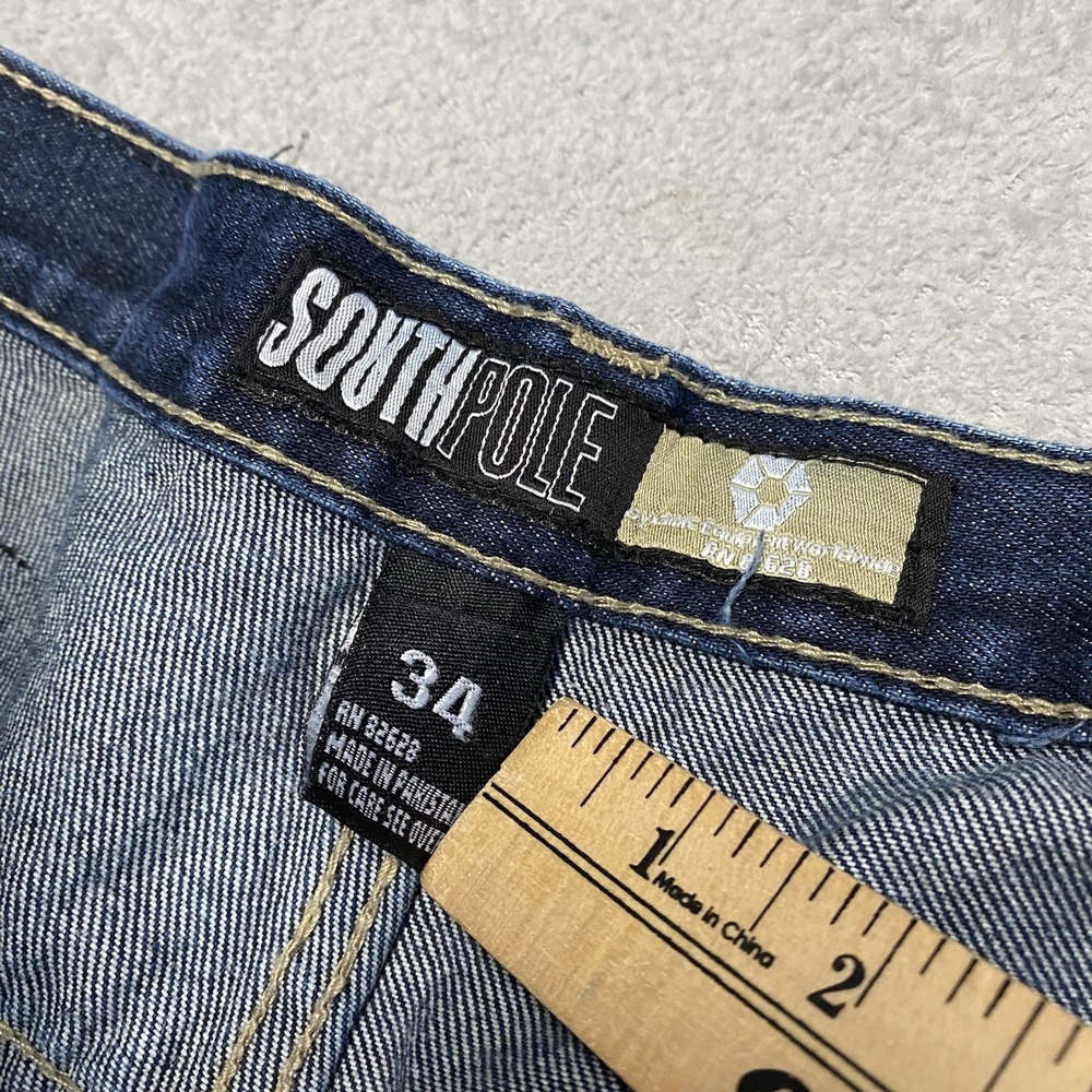 South Pole Jeans Mens 32x32 Blue Baggy Denim Y2K Skate‎ Grunge - Picture 5 of 11